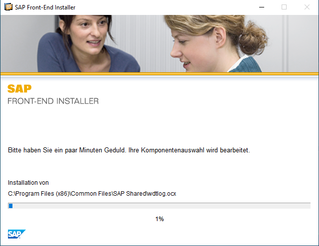 Installationsfortschritt des SAP Front-End Installation