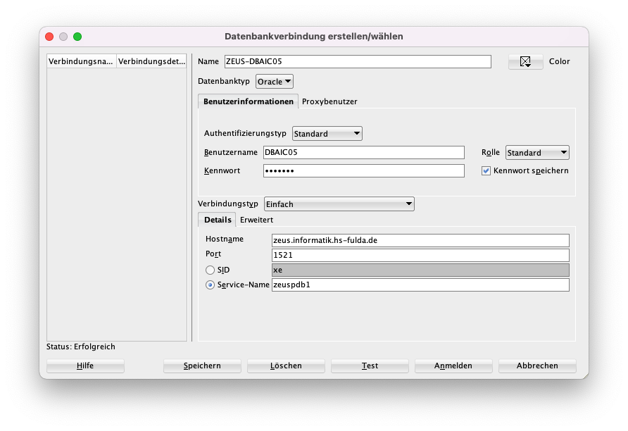 Verbindungseinstellungen