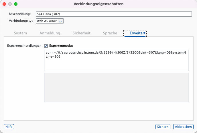 Konfiguration des Systems S06 im Java SAP Client