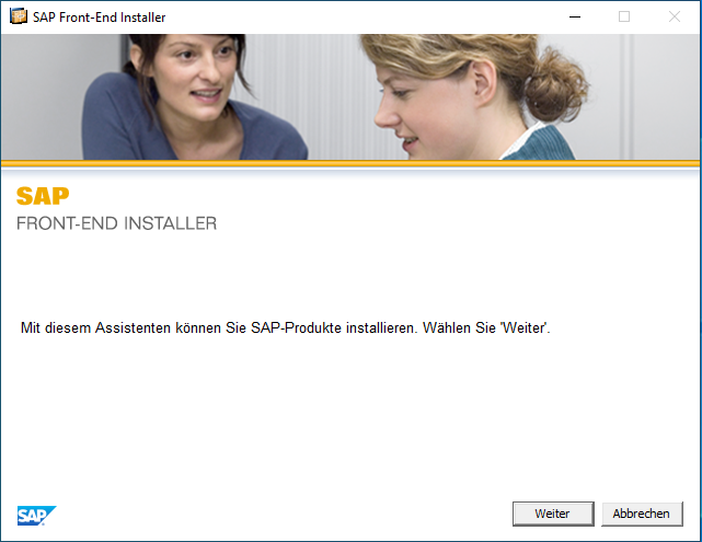 Begrüßungsbildschirm des SAP Front-End Installers